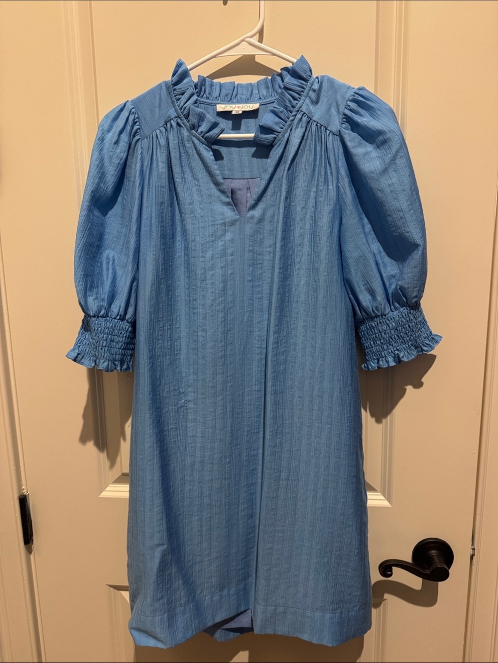 Joy Joy Sky Blue Puff-Sleeve Mini Dress